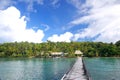 Long wooden pier at Nananu-i-Ra island, Fiji