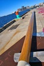Long wooden Sail Boat Mast Royalty Free Stock Photo
