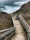 Long wooden stairway going down to the beach Royalty Free Stock Photo