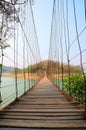 A Long Wooden Suspension Bridge Royalty Free Stock Photo