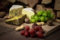 Cheese, wine and grapes - a tasty dinner