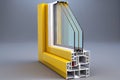 long yellow plastic windows profile for window in house