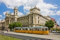 Long yellow tram in Budapest