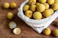 Longan (Dimocarpus longan) and peel Royalty Free Stock Photo
