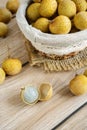 Longan (Dimocarpus longan) and peel Royalty Free Stock Photo