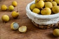 Longan (Dimocarpus longan) and peel Royalty Free Stock Photo