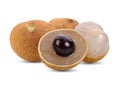 Longan fresh with seeds separated on a white background Royalty Free Stock Photo
