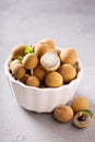 Longan fruit in white bowl Royalty Free Stock Photo