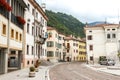 Empty streets of Longarone in cloudy day