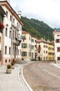 Empty streets of Longarone in cloudy day