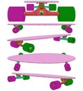 Longboard Skateboard Vector. Illustration Isolated On White Background.