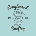 Longboard surfing typography, t-shirt graphics, vectors