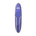 Longboard for water sport. Long surfing board, summer beach surfboard for swimming, top view. Surfers item with rounded