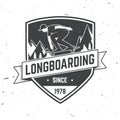 Longboarding badge. Vector illustration. Extreme sport.