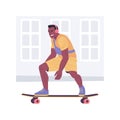 Longboarding isolated cartoon vector illustrations.