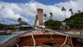 Longboat in Thailand heading towards a tropical beach Royalty Free Stock Photo