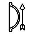 Longbow icon outline vector. Archery arrow