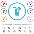 Longdrink flat color icons in circle shape outlines