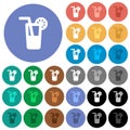 Longdrink round flat multi colored icons