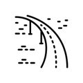 Black line icon for Longest, outspread and road