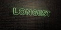 LONGEST -Realistic Neon Sign on Brick Wall background - 3D rendered royalty free stock image