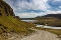 The longest road in Greenland leads from Kangerlussuaq to Point 660 by the icecap through many valleys and across the rivers. The Royalty Free Stock Photo