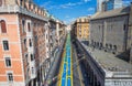 The longest water slide entered in the Guinness Book of Records showed for the Costa Cruises Festival in Genoa Genoa city center