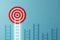 Longest white ladder growing up growth to aiming high to goal target. 3d illustration