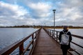 The longest wooden pedestrian bridge across Sirvena lake in Birzai, Lithuania