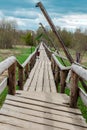 Longest wooden pedestrian Typographic bridge in Alexander Park in Kirzhach, Vladimir region, Russia Royalty Free Stock Photo