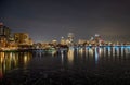 Longfellow Bridge with the background of the cityscape of Boston during nighttime Royalty Free Stock Photo