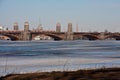 The Longfellow Bridge in winter over the Charles River