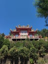 Longfeng Temple main gate and terrace lookout point over Sun Moon Lake, Taiwan Royalty Free Stock Photo