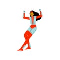 Longhaired Young Woman in Superhero Costume, Beautiful Super Girl Character Vector Illustration