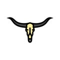 longhorn skull horn animal color icon vector illustration