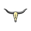 longhorn skull horn animal color icon vector illustration