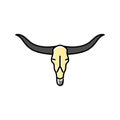 longhorn skull horn animal color icon vector illustration