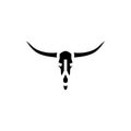 longhorn skull horn animal glyph icon vector illustration