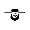 longhorn skull horn animal glyph icon vector illustration