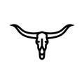 longhorn skull horn animal line icon vector illustration