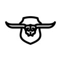 longhorn skull horn animal line icon vector illustration
