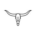 longhorn skull horn animal line icon vector illustration