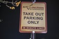 LongHorn Steakhouse Restaurant at night Take Out parking sign