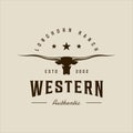 longhorn texas logo vector vintage illustration template icon graphic design. head of cow or buffalo sign or symbol for animal Royalty Free Stock Photo