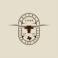 longhorn texas logo vector vintage illustration template icon graphic design. head of cow or buffalo sign or symbol for animal Royalty Free Stock Photo