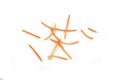 Longitudinally and thinly chopped carrots isolated Royalty Free Stock Photo