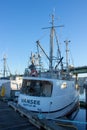 Longliner`s moored at fisherman`s terminal in Seattle Washington.
