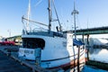 Longliner`s moored at fisherman`s terminal in Seattle Washington.