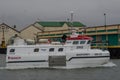 Longlining fishing vessel Margret leaving port of Hornafjordur Royalty Free Stock Photo