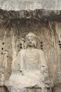Longmen Caves in Luoyang. Statue of Buddha. Royalty Free Stock Photo